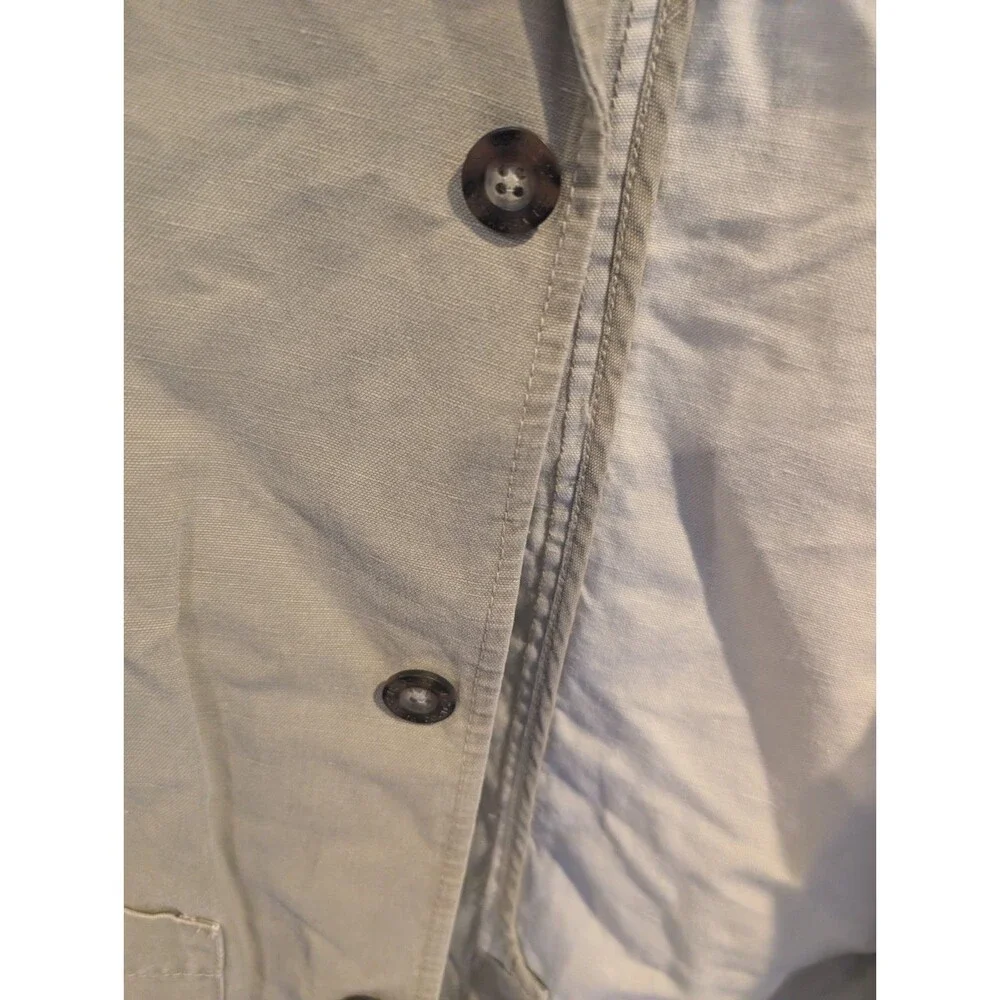 Indigo Palms Denim Jacket M Khaki Twill Chore Utility Tommy Bahama Linen Cotton